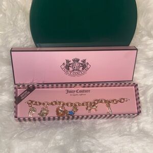 Juicy Couture Gold Scottie Dog Charm Bracelet Heart and Bow Heritage Collection